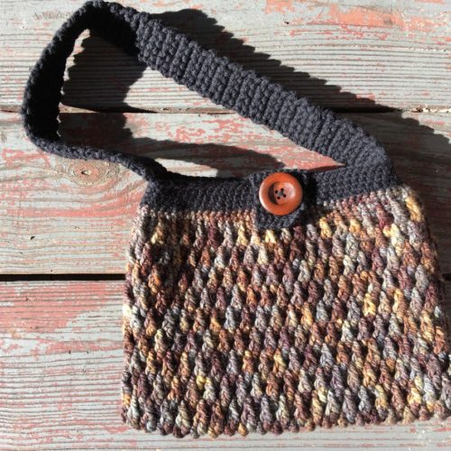 Brown/Yellow Crochet Shoulder Bag