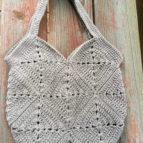 Crochet Gray Granny Square Bag