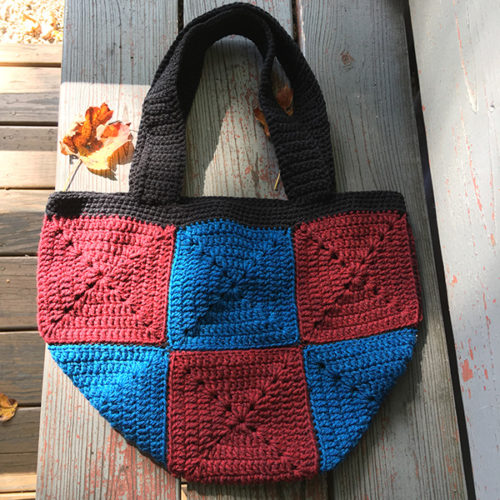 Blue/Red Crochet Tote Bag