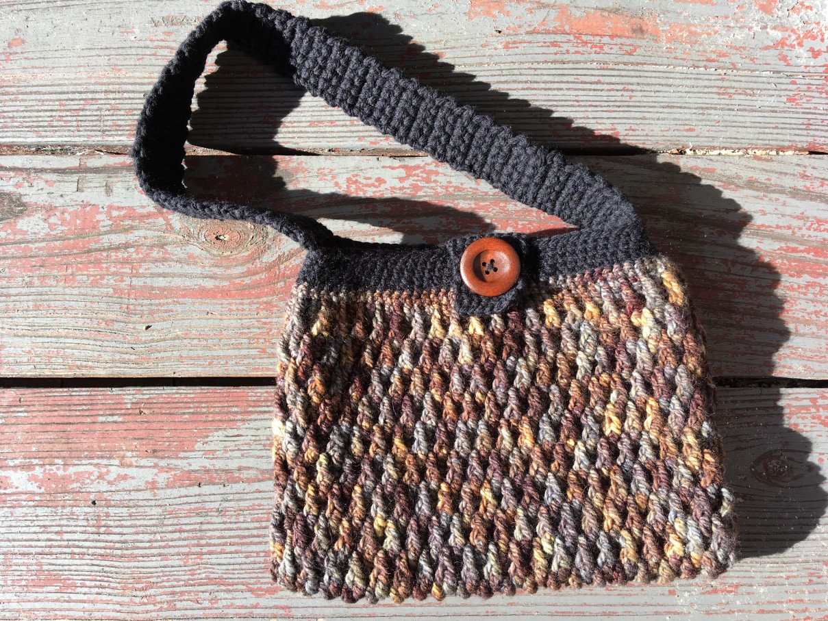 Brown/Yellow Crochet Shoulder Bag Whyte Indigo